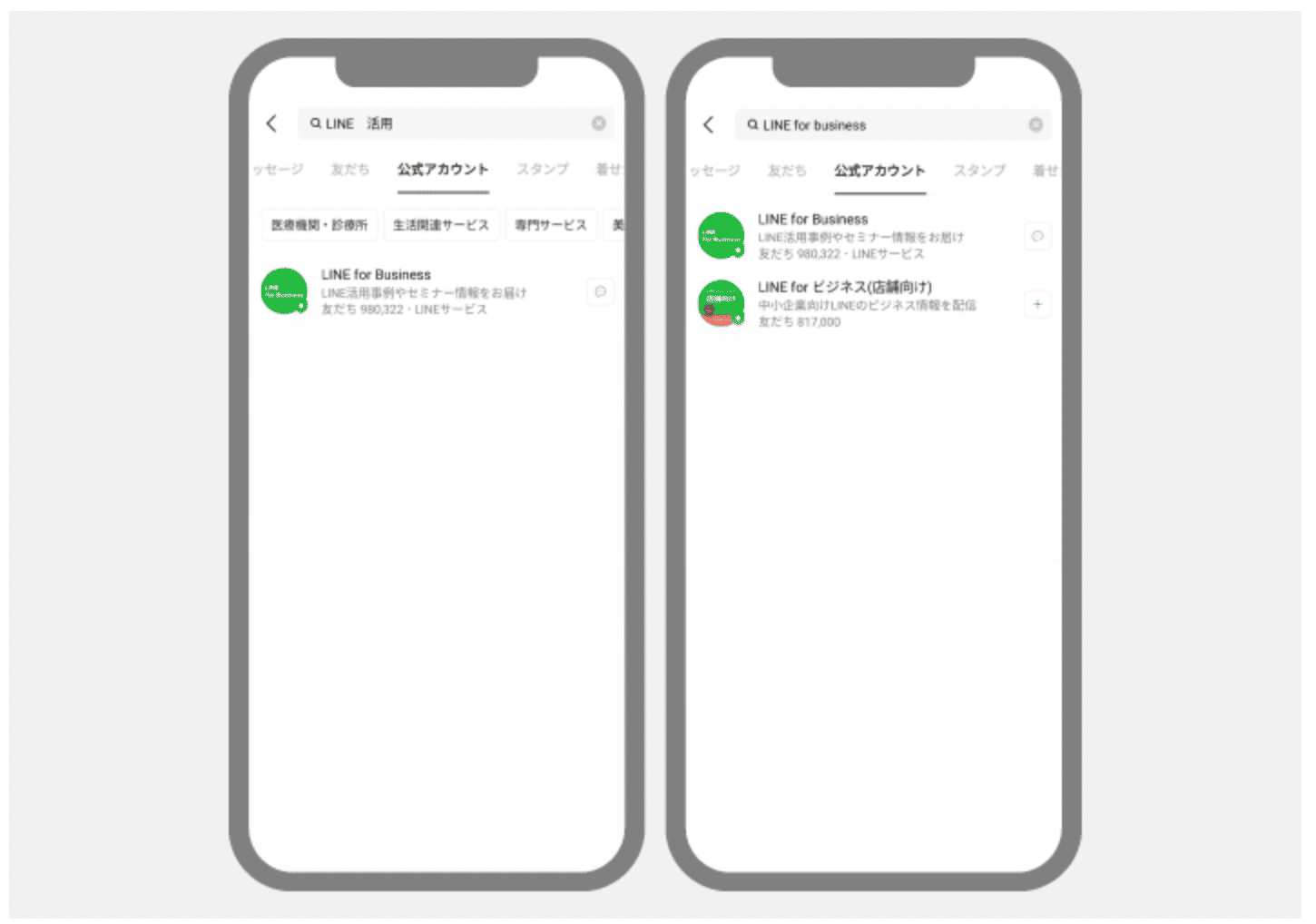 LINE公式アカウントで認証済みアカウントになると、LINE内の検索結果に優先的に表示されるという大きなメリットがあります。